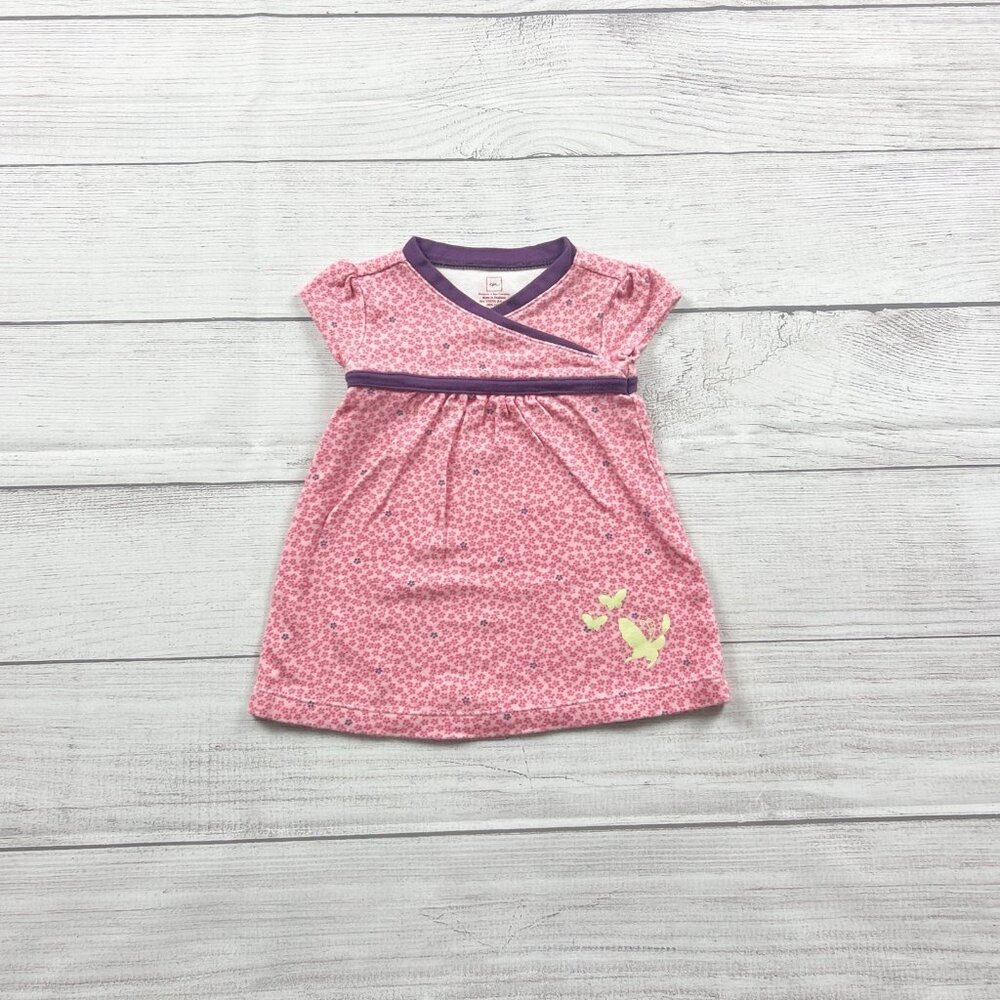 Tea Collection Baby Girl Dress Pink Floral Butterfly 0-6 Months